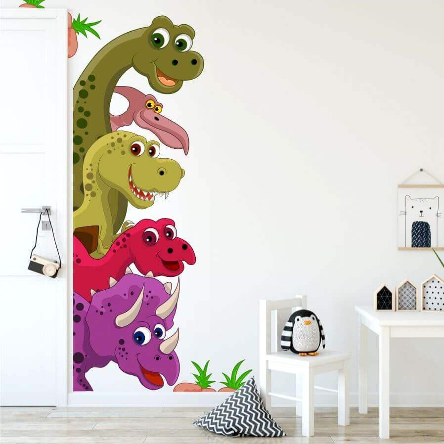 Dinoszauruszok témájú falmatrica a gyerekszoba falán